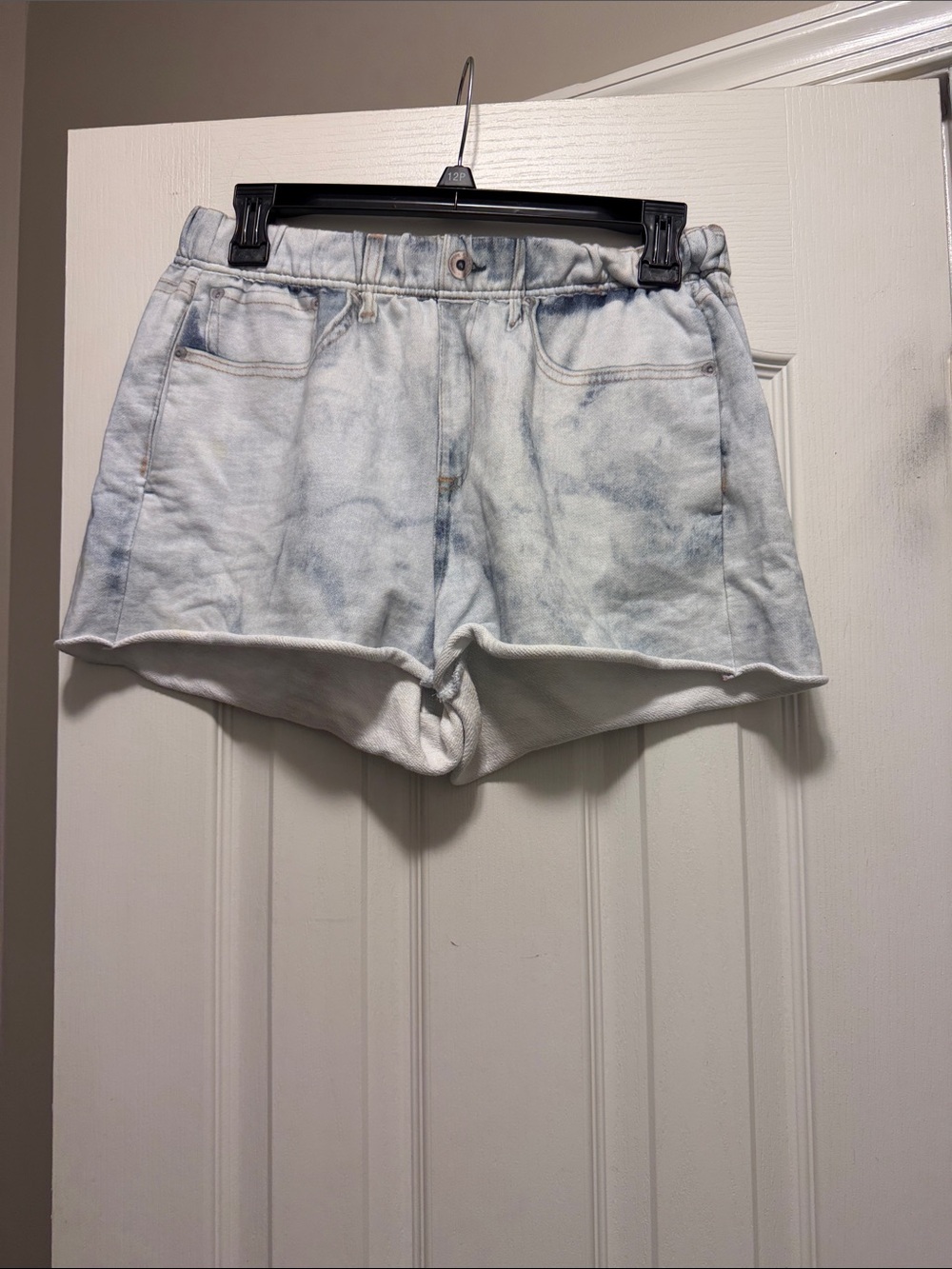 Women’s Light Wash Tie-Dye Lounge Shorts soft cotton terry elastic waistband